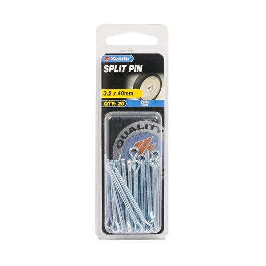 Zenith Split Pins - 40mm - 20 Pack - Zinc Plated - Internal Use - Auzzistore