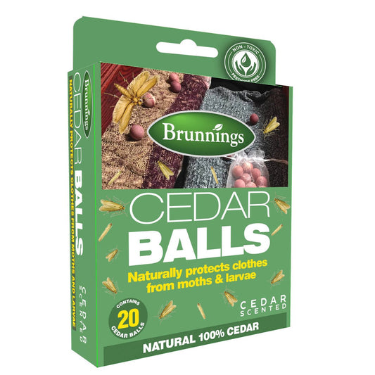 Brunnings Cedar Wood Moth Repellent Balls 20 Pack - 100% Natural Cedar - Chemical-Free Protection