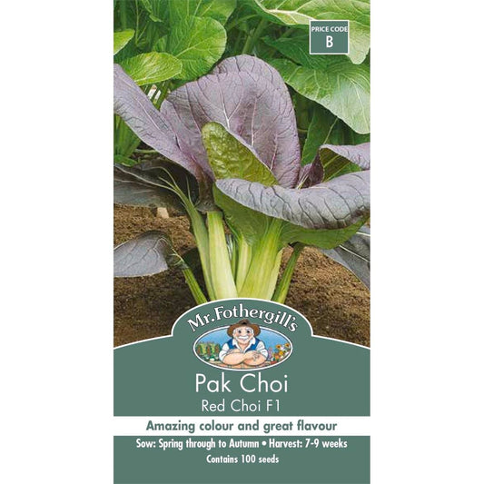 Mr Fothergill Pak Choi Red Choi F1 Seeds - 75mm - Seeds - Healthy - Auzzistore