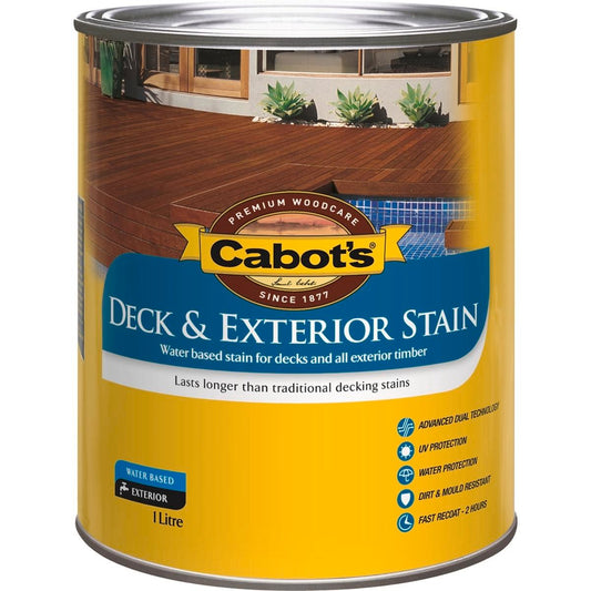 Cabot Water Based Deck Stain Jarrah 1L - Durable - UV Protection - Water Repellent - Auzzistore