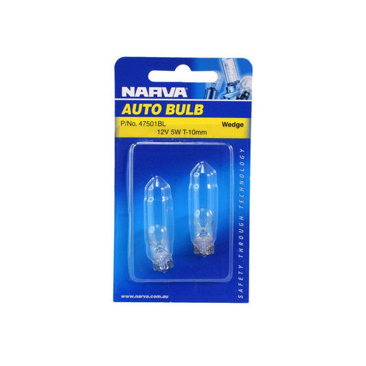Narva Incandescent Wedge Globe - T10 - Glass - Long Lasting - 2 Pack – view 2 - Auzzistore