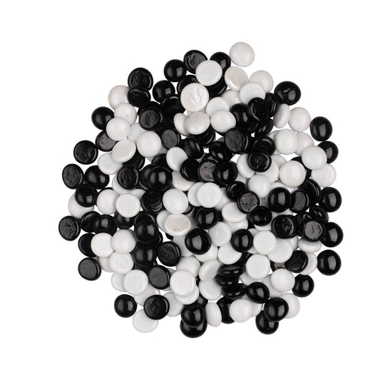 Tuscan Path Decorative Glass Gems - 1kg 17-19mm - Black and White - Indoor/Outdoor Use - Auzzistore