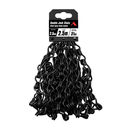 Pinnacle Double Jack Chain 5mm x 2.5m - Black Matte - 31kg Load Rating - Auzzistore