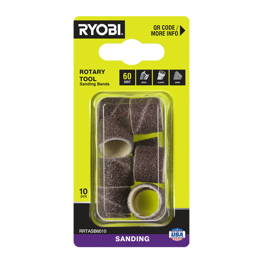 Ryobi 60 Grit Sanding Band 10 Pack - 38mm x 1mm - Aluminium Oxide - Scratch Removal - Auzzistore