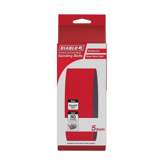 Diablo 75 x 457mm 120 Grit Abrasive Belt 5 Pack - Red - Auzzistore