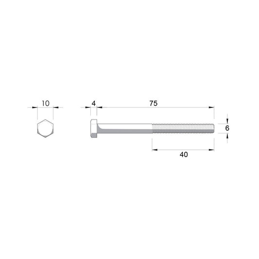 Zenith Hex Head Bolt - M6 x 75mm - 10 Pack - Hot Dipped Galvanised - Rust Resistant – view 2 - Auzzistore