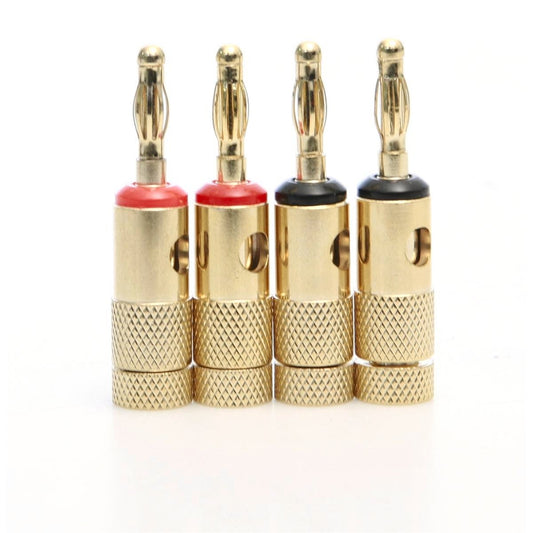 Studio Acoustic 4mm Banana Plugs - Premium Metal - Gold Plated - Durable