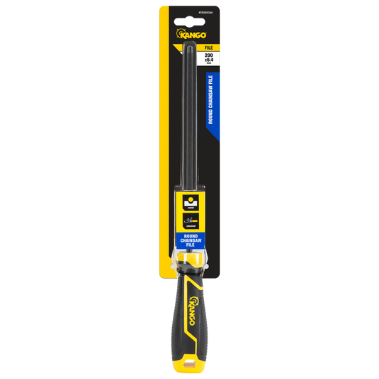 Kango Round Chainsaw File - 200mm x 6.4mm - Tempered Carbon Steel - Black - Auzzistore