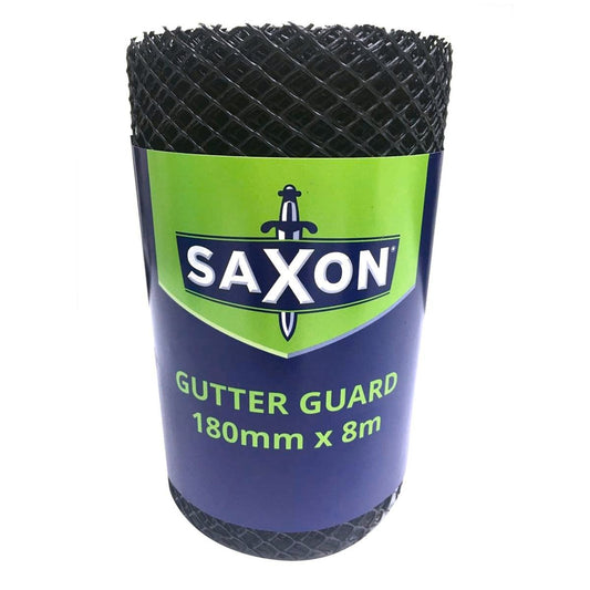 Saxon Gutter Guard - 180mm x 8.0m - Black Plastic - Easy Install - Auzzistore