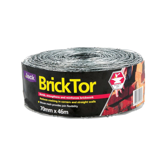 Jack Bricktor Mesh - 70mm x 46m - Galvanised Steel - Joint Flexibility - Auzzistore