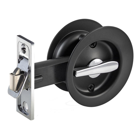 Gainsborough Circular Privacy Sliding Door Set - 70mm - Matt Black - Lockable - Auzzistore