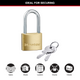 Master Lock 40mm Padlock - Brass Body - Hardened Steel Shackle - Durable