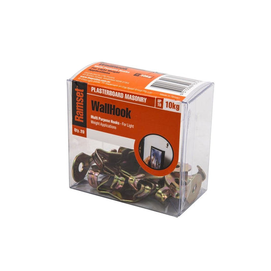 Ramset Utility Wall Hooks - 20 Pack - Gold Zinc Plated - Light Duty