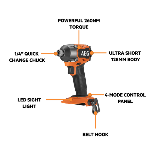 AEG 18V Fusion Impact Driver - 4 Mode - 260Nm Torque - Compact Design – view 2 - Auzzistore
