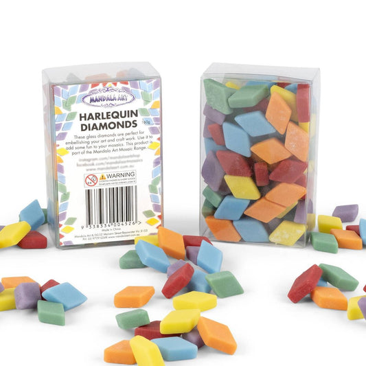 Mandala Art Harlequin Diamond Mosaic Tiles - Assorted Colours - 12mm x 20mm - Smooth Edges - Indoor/Outdoor Use