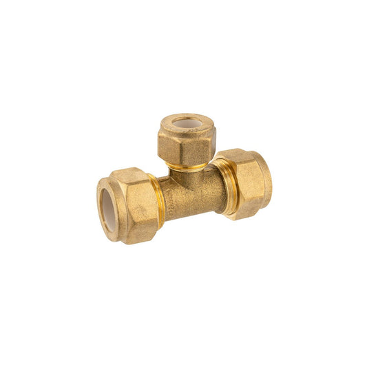 Brasshards Brass Compression Tee 20c x 20c x 15c - Lead-Free - Tool-Free Installation - Auzzistore