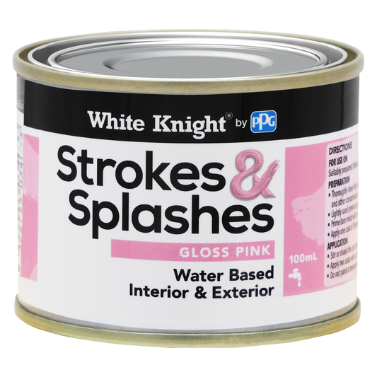 White Knight Pink Gloss Strokes and Splashes Paint 100ml Water Based - Auzzistore