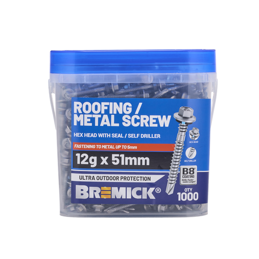 Bremick Metal Hex Screw 12g x 51mm - Box of 1000 - Watertight Seal - Corrosion Resistant – view 2 - Auzzistore