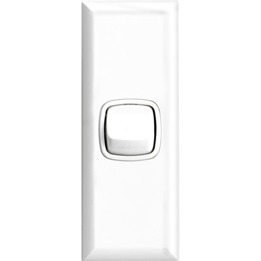 HPM Excel 1 Gang Architrave Switch Matt White 84mm ABS Plastic - Auzzistore
