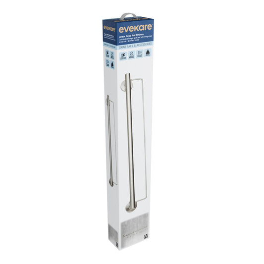 Evekare 900mm Towel Rail with Grab Rail - Brushed Nickel - 250kg Support – view 2