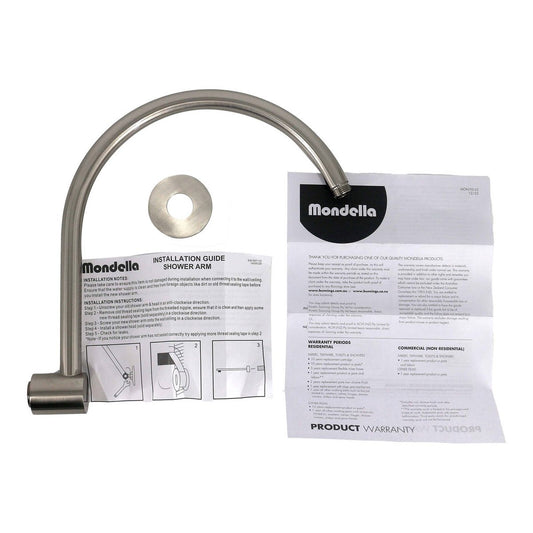 Mondella 300mm Gooseneck Shower Arm - Brushed Nickel - Durable & Stylish – view 2