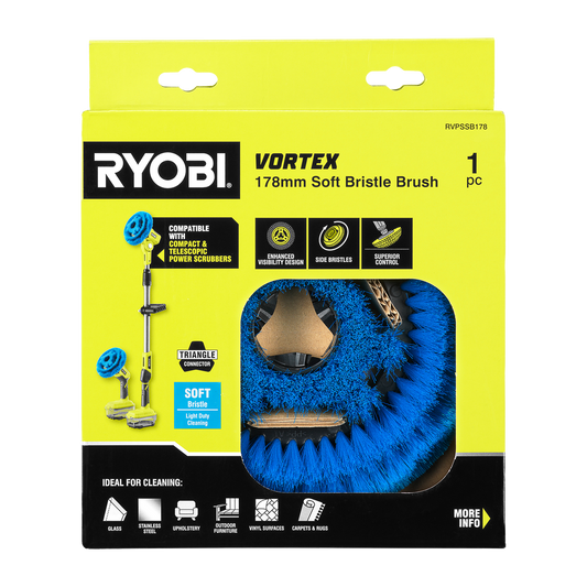 Ryobi 178mm Soft Bristle Power Scrubber Brush - Light Duty Cleaning Tool – view 2