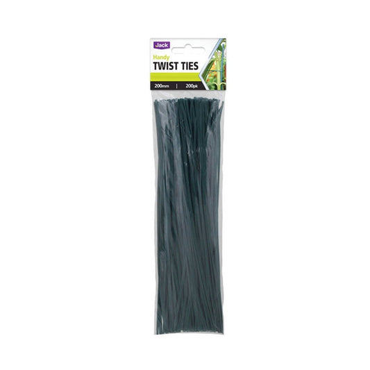 Jack Handy Twist Plant Tie 200mm Wire Plastic 200 Pack Green - Auzzistore