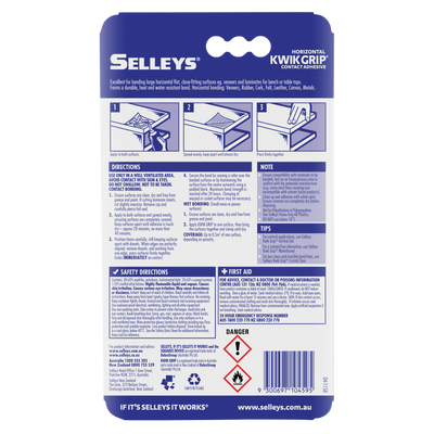 Selleys Kwik Grip Horizontal Contact Adhesive 100ml Solvent-Based Instant Bond