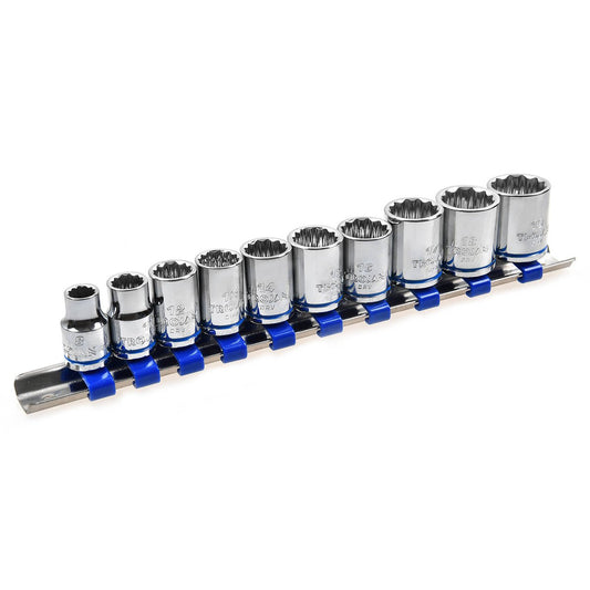 Trojan 10 Piece Socket Rail Set 3/8" - Metric Chrome Vanadium Sockets - Auzzistore