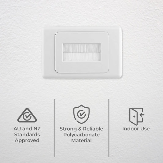 Deta White Brush Wall Cover Plate - Large Cable Entry - Polycarbonate - Neat Solution – view 2 - Auzzistore