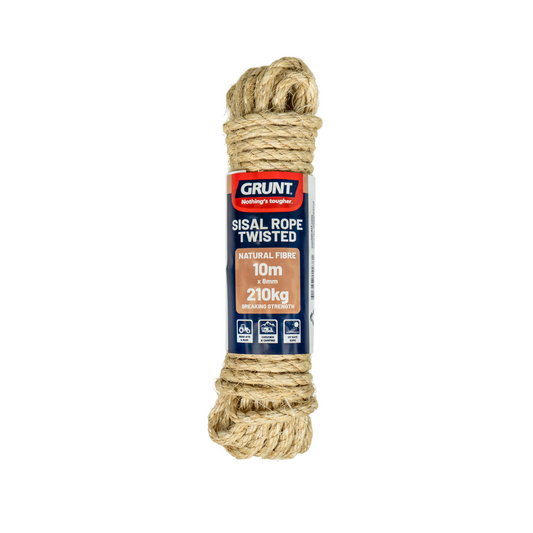 Grunt Sisal Twisted Rope 8mm x 10m Natural Fibre Weather Resistant - Auzzistore