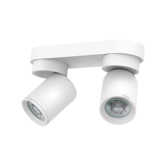 Click 2 Head Adjustable GU10 Spotlight - Matte White Finish - 225mm x 132mm - Indoor Lighting
