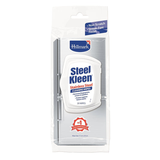 Hillmark Steelkleen Stainless Steel Cleaning Wipes 20 Pack - Woven Cloth - Streak-Free Finish - Easy To Use - Auzzistore