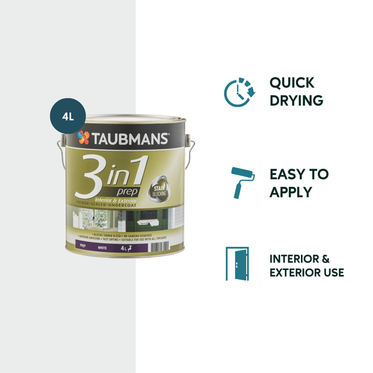 Taubmans 4L White 3 in 1 Primer Undercoat Sealer Paint - Fast Drying - 100% Acrylic – view 2 - Auzzistore