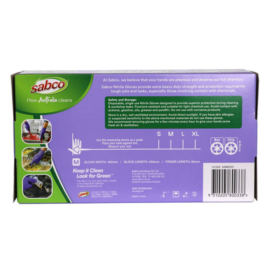 Sabco Nitrile Gloves - Medium - 100 Pack - Purple - Puncture Resistant – view 2 - Auzzistore