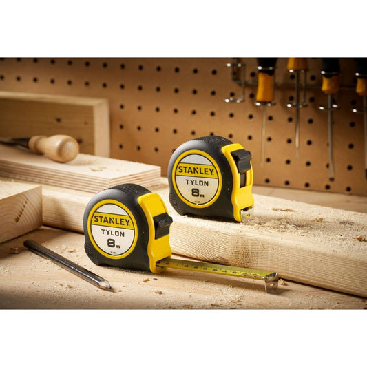 Stanley Tylon Tape Measure Twin Pack - 2 x 8m - Black and Yellow - Durable – view 2 - Auzzistore