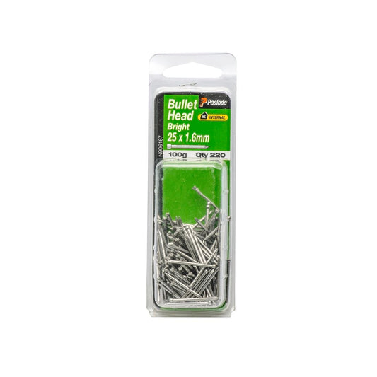 Paslode Bullet Head Nails 25mm Bright Steel 220 Pack Internal Use - Auzzistore