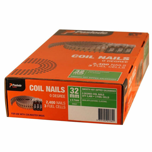 Paslode 32 x 2 7mm Impulse Coil Nails - 2400 Pack - Hot Dip Galvanised - Auzzistore
