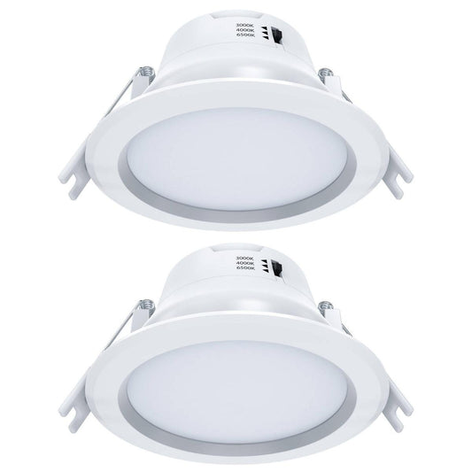 Arlec 9W Tri Colour Dimmable LED Downlight 92mm 2 Pack - Recessed Lens