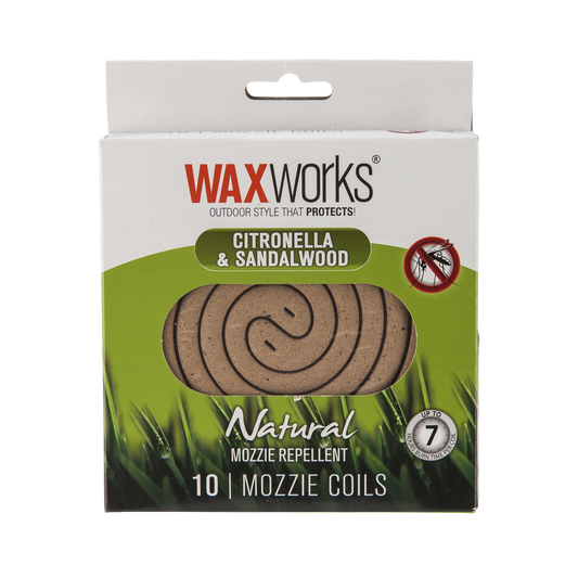 Waxworks Citronella Sandalwood Mosquito Repellent Coil 10 Pack - 120mm x 146mm - Outdoor Use - Auzzistore