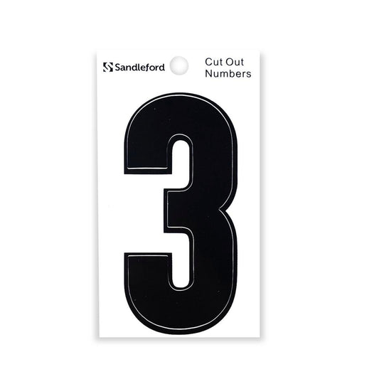 Sandleford Self Adhesive House Number 3 - 85mm Black Cut Out - Auzzistore
