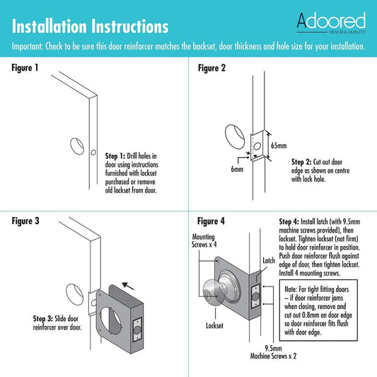 Adoored 70mm Door Reinforcer - Aluminium - Easy Installation - Durable – view 2 - Auzzistore