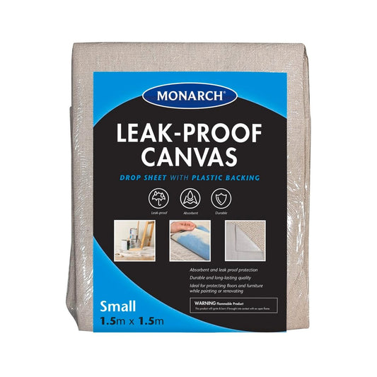 Monarch Canvas Drop Sheet 1 5 x 1 5m Leak Proof Super Absorbent - Auzzistore
