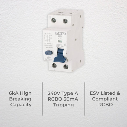 Deta 16A Single Phase RCBO - 240V - 6kA High Breaking Capacity - Safety Compliance – view 2 - Auzzistore