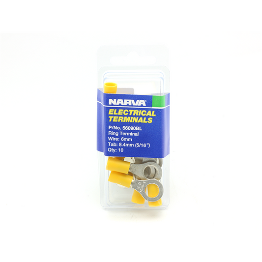 Narva Yellow Flared Vinyl Insulated Ring Terminal 8.4mm 20 Pack - Auzzistore