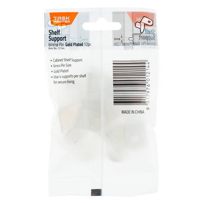 Taskmaster Shelf Supports - 6mm - Gold Plated - Easy to Install