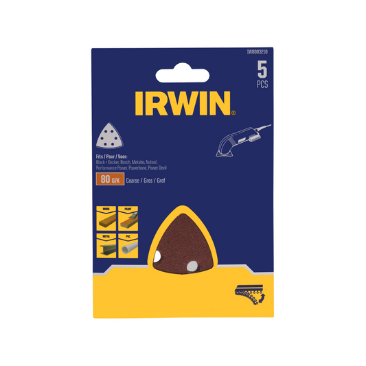 Irwin 80 Grit Detail Sheets 5 Pack - 110mm x 170mm - Medium Stock Removal - Auzzistore