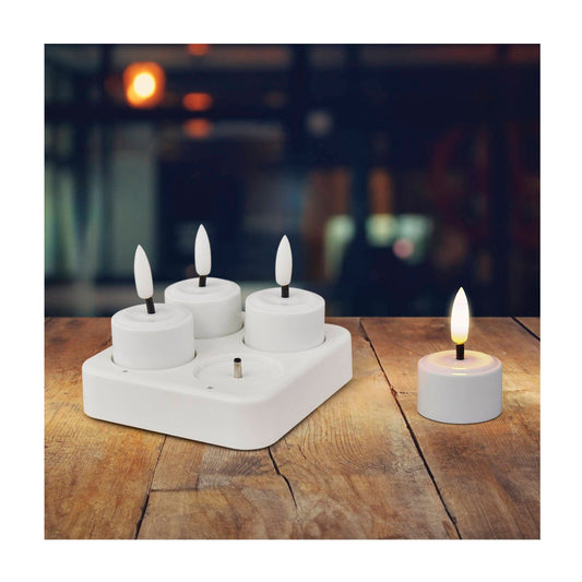 Lytworx Battery Operated Tea Lights 4 Pack - Warm White - USB Rechargeable - 40mm – view 2 - Auzzistore