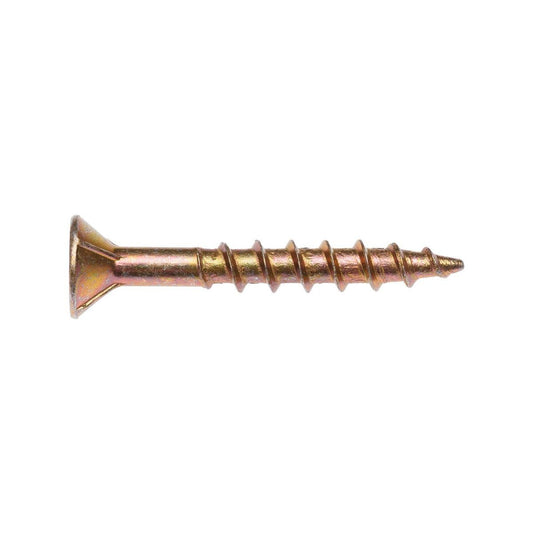Zenith 8g Chipboard Screws - Countersunk Rib Head - 30mm - Gold - 100 Pack - Auzzistore