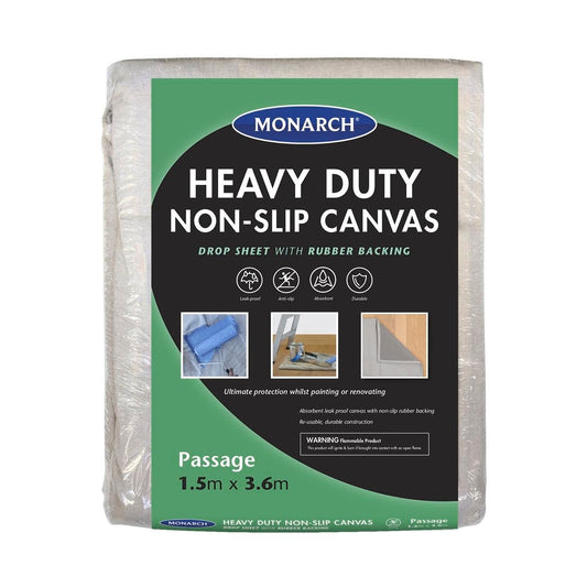 Monarch Non-Slip Canvas Drop Sheet 1.5m x 3.6m Heavy Duty Protection - Auzzistore